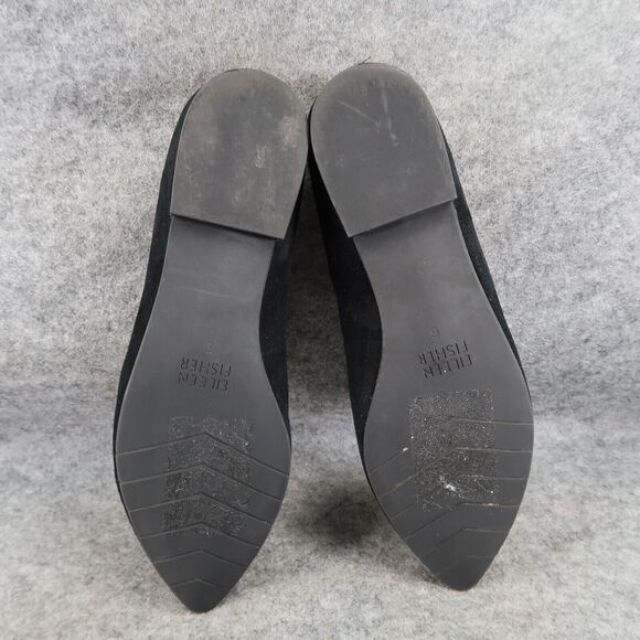 Eileen Fisher Shoes Womens 6 Flats Black Leather Posy Ballet Pointed Toe Career - Picture 11 of 16